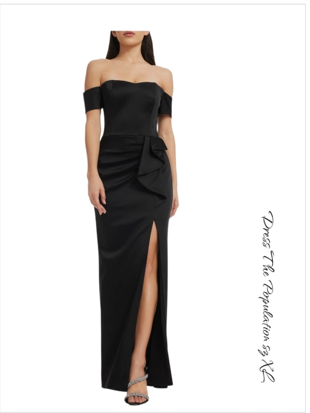 Dress The Population Gabrielle Off The Shoulder Gown Dress Black XL NWT